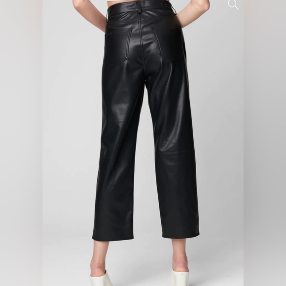 BLANK NYC BLACK The Baxter Straight In Nowhere Road VEGAN LEATHER CROP PANT 29 - Picture 4 of 10